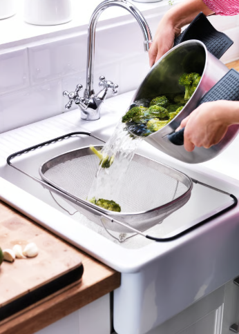 IKEA IDEALISK Colander, stainless steel/black, 34x23 cm (13x9 ")