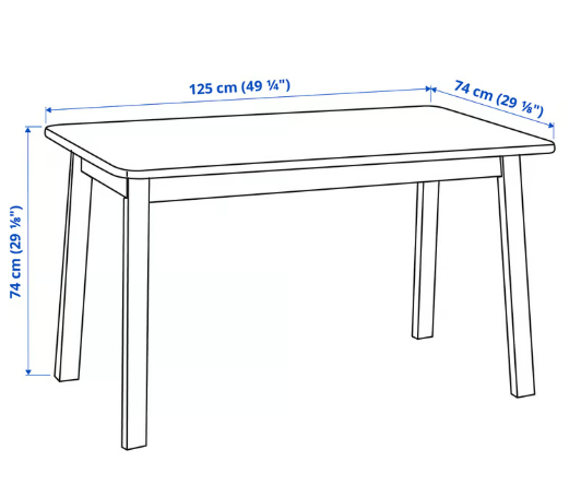 IKEA NORRÅKER Table, birch, 125x74 cm (49 1/4x29 1/8 ")