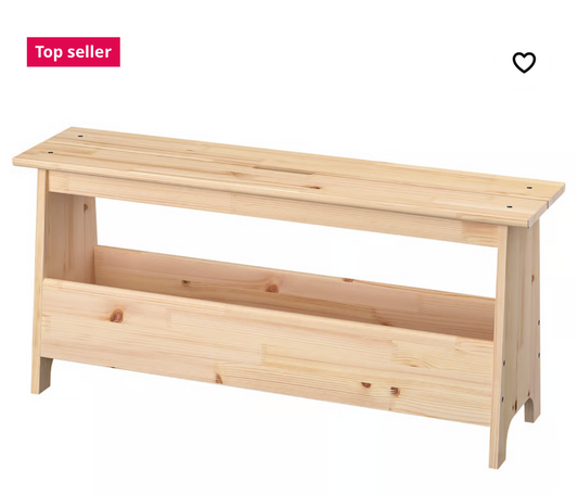 IKEA PERJOHAN Bench with storage, pine, 100 cm (39 3/8 ")