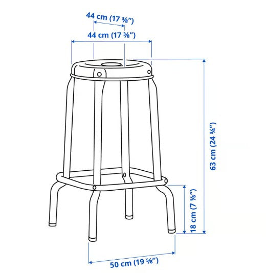 IKEA RÅSKOG Bar stool, black, 63 cm