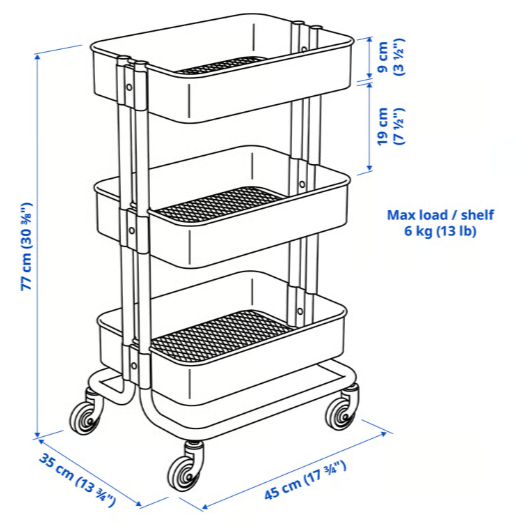 IKEA RÅSKOG Utility cart, 35x45x77 cm