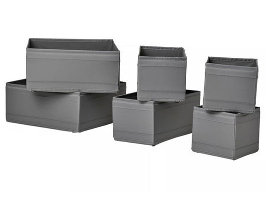 IKEA SKUBB Box, set of 6, dark gray