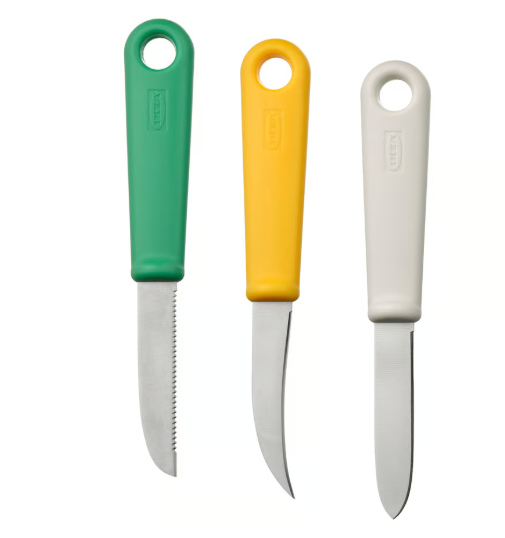 IKEA UPPFYLLD Paring knife, set of 3, mixed colors