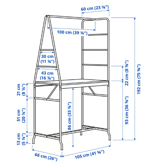 IKEA HÅVERUD Table with storage ladder, black