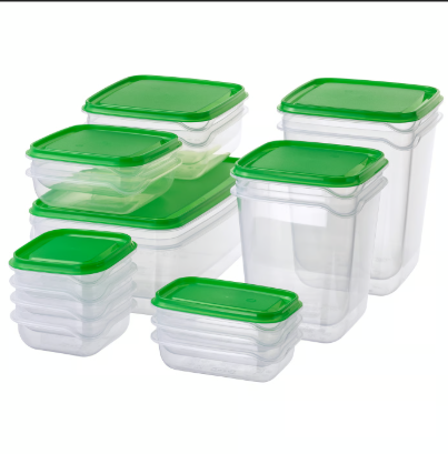 IKEA PRUTA Food container with lid set of 17, Green