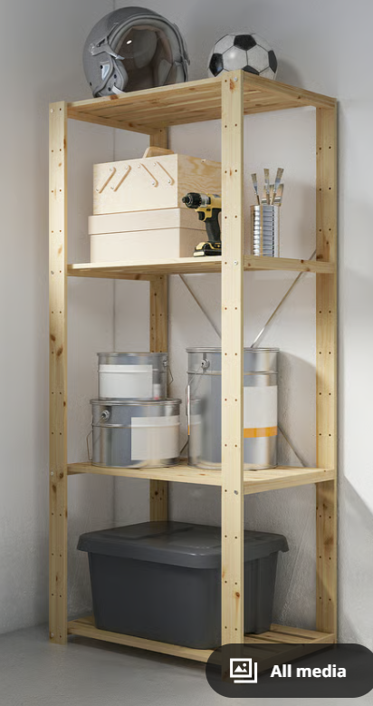 Wooden shelf in natural pine, 78x50x171 cm (medium)