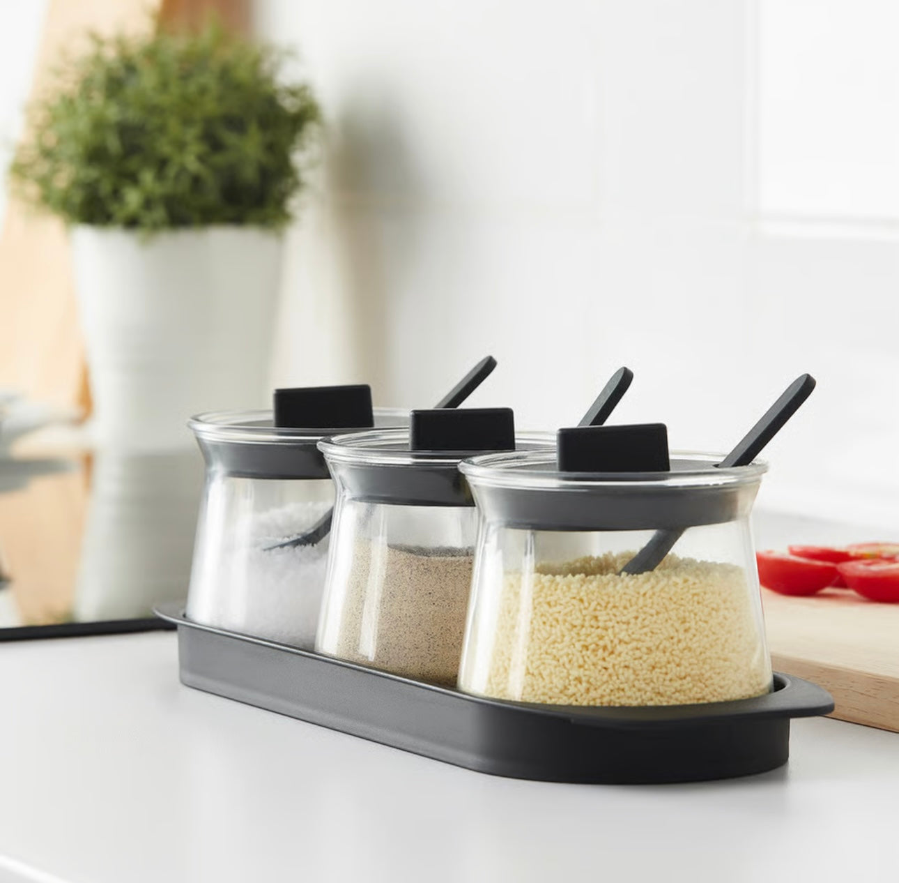 IKEA CELEBRERA 3-piece spice jar set, glass