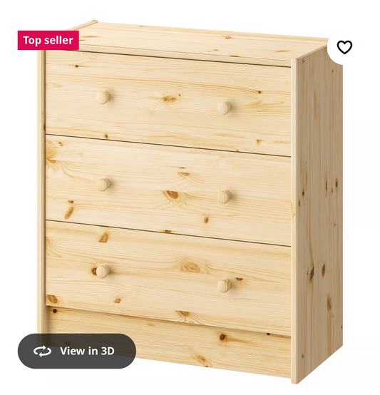 IKEA RAST 3-drawer chest, pine, 62x70 cm (24 3/8x27 1/2 ")