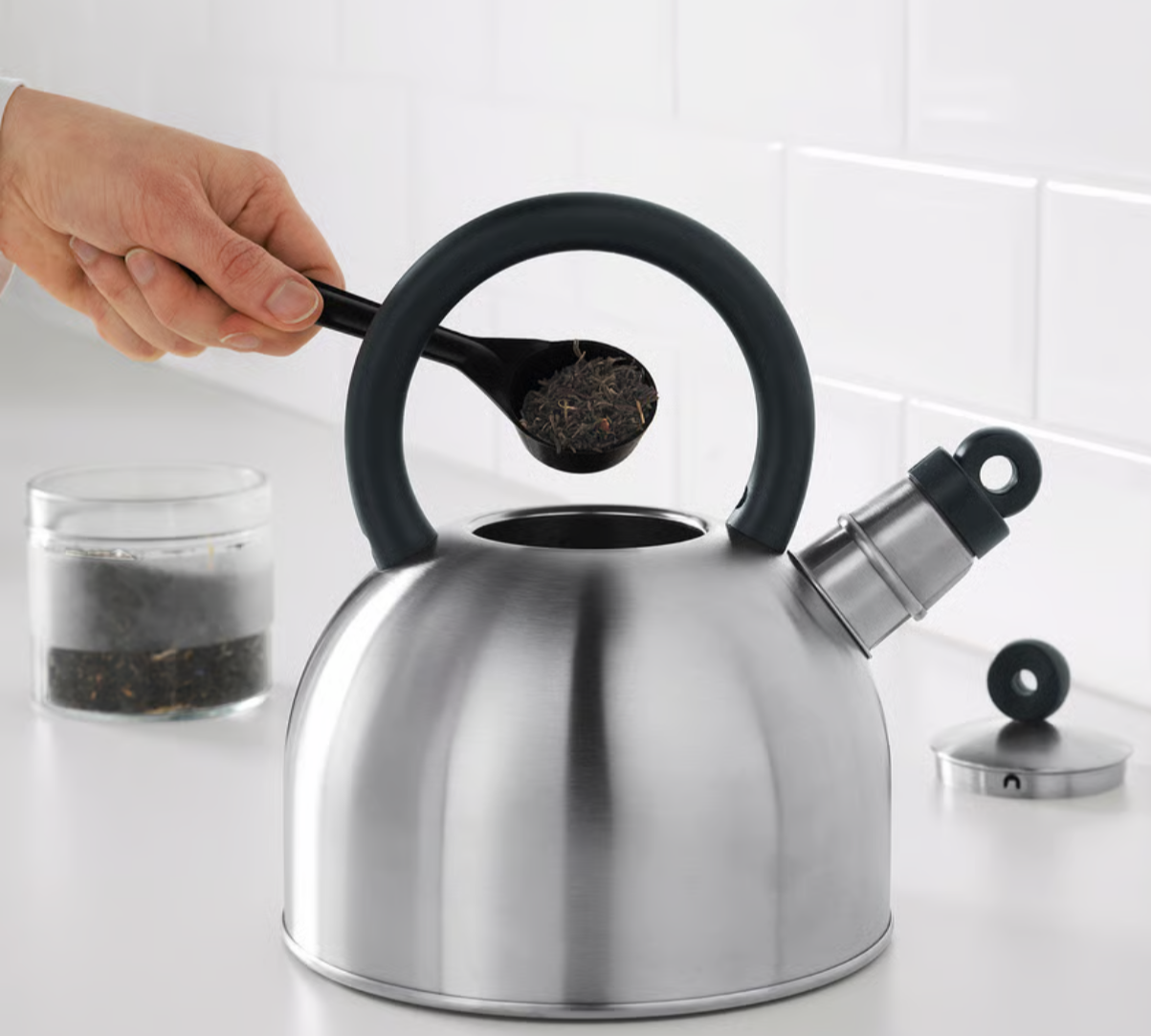 IKEA VATTENTÄT Kettle, stainless steel/black, 2 l (2 qt)