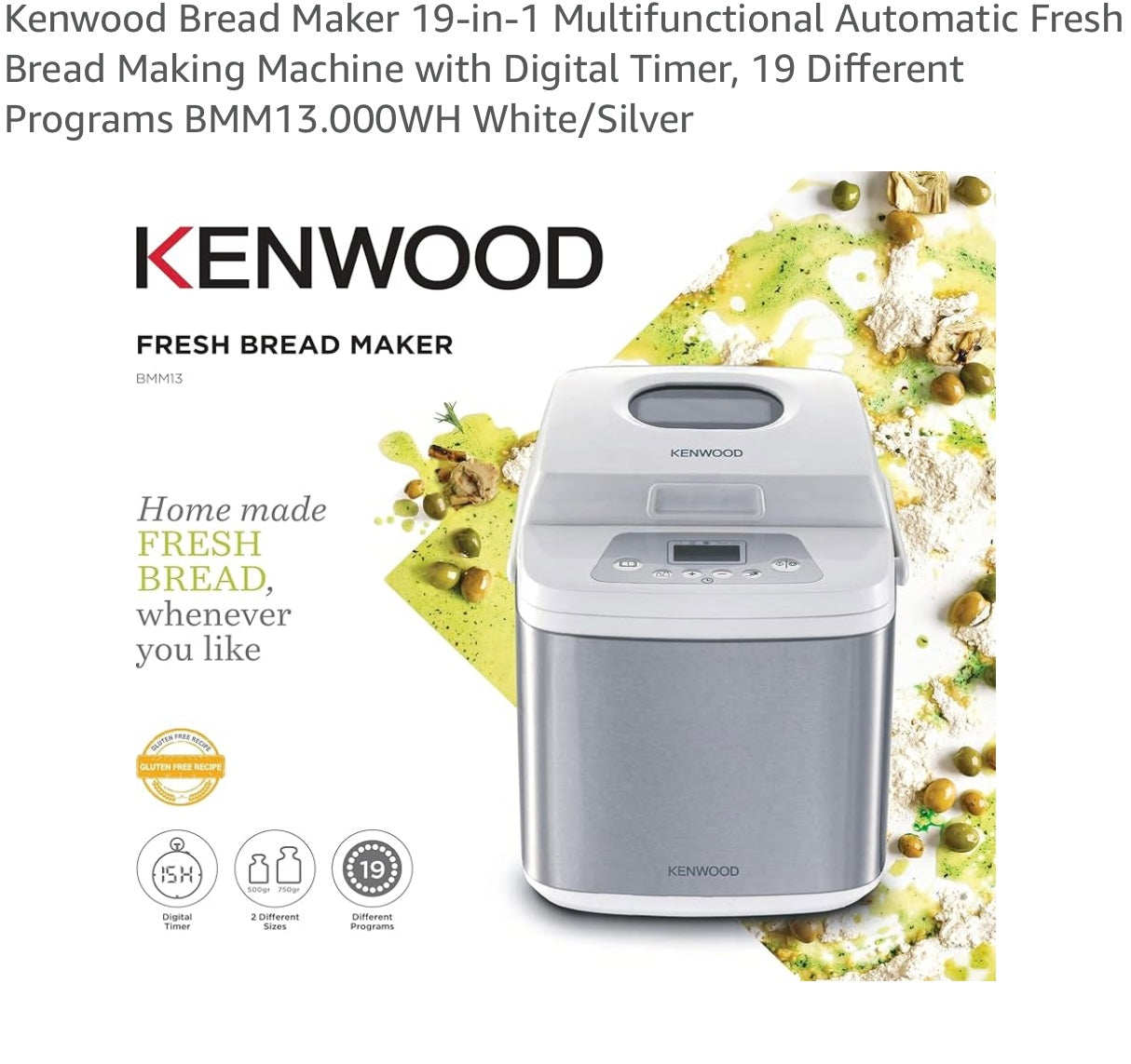 Kenwood Bread Maker 19-in-1 Multifunctional Automatic Fresh Bread Making Machine