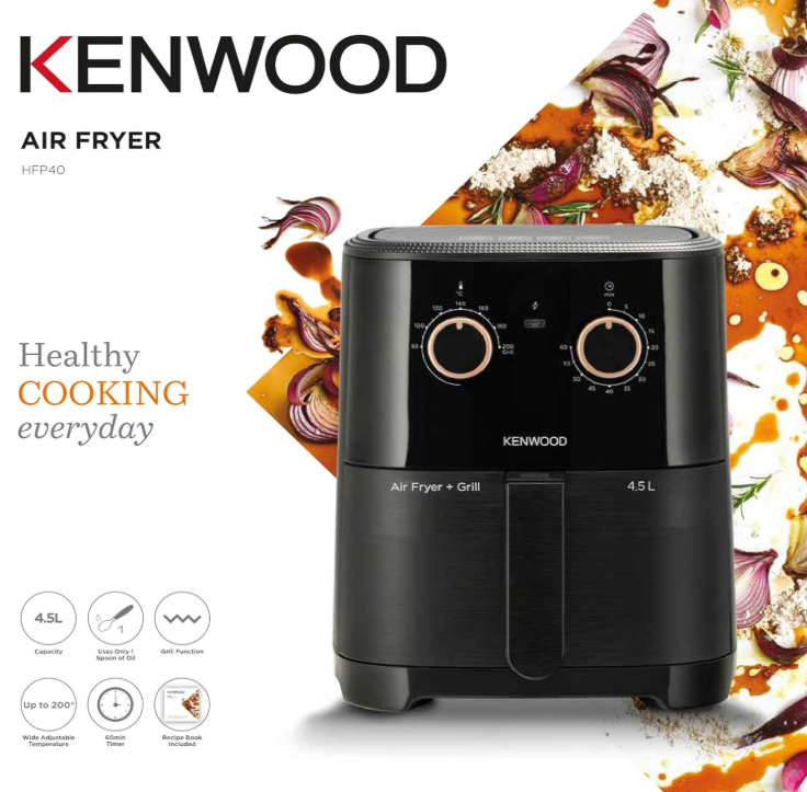 KENWOOD Airfryer + Grill XL 4.5L 1300W Air Fryer with Grill Function