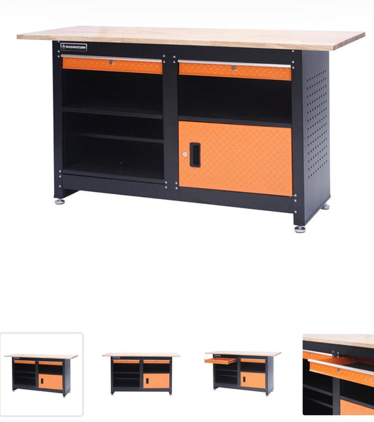 Magnusson Steel Fixed Work Bench W/Drawers (160 x 60 cm)