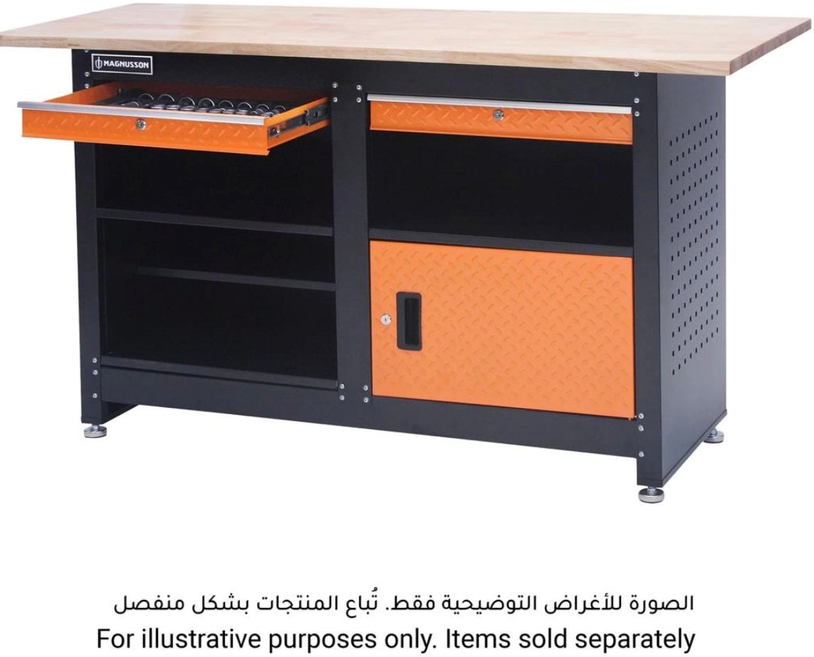 Magnusson Steel Fixed Work Bench W/Drawers (160 x 60 cm)